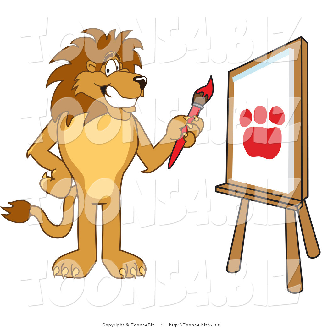 Vector Illustration of a Cartoon Lion Mascot Painting by Toons4Biz - #5622