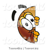 Illustration of a Basketball Mascot Peeking Around a Corner by Mascot Junction