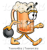 Illustration of a Beer Mug Mascot Holding a Bowling Ball by Mascot Junction