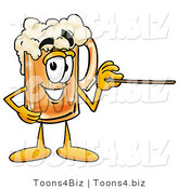 Illustration of a Beer Mug Mascot Holding a Pointer Stick by Mascot Junction