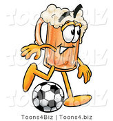 Illustration of a Beer Mug Mascot Kicking a Soccer Ball by Mascot Junction