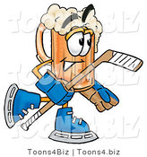 Illustration of a Beer Mug Mascot Playing Ice Hockey by Mascot Junction