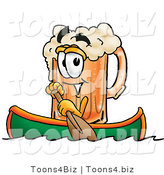 Illustration of a Beer Mug Mascot Rowing a Boat by Mascot Junction