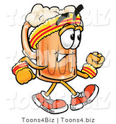 Illustration of a Beer Mug Mascot Speed Walking or Jogging by Mascot Junction