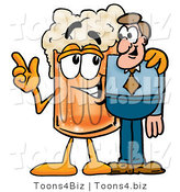 Illustration of a Beer Mug Mascot Talking to a Business Man by Mascot Junction