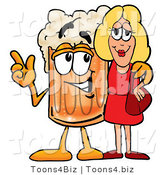 Illustration of a Beer Mug Mascot Talking to a Pretty Blond Woman by Mascot Junction