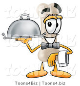 Illustration of a Bone Mascot Dressed As a Waiter and Holding a Serving Platter by Mascot Junction