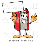 Illustration of a Book Mascot Holding a Blank Sign by Mascot Junction