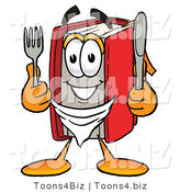 Illustration of a Book Mascot Holding a Knife and Fork by Mascot Junction