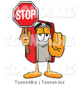 Illustration of a Book Mascot Holding a Stop Sign by Mascot Junction