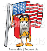 Illustration of a Book Mascot Pledging Allegiance to an American Flag by Mascot Junction