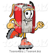 Illustration of a Book Mascot Roller Blading on Inline Skates by Mascot Junction