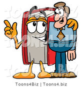 Illustration of a Book Mascot Talking to a Business Man by Mascot Junction