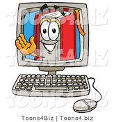Illustration of a Book Mascot Waving from Inside a Computer Screen by Mascot Junction