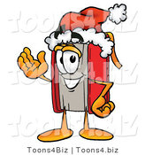 Illustration of a Book Mascot Wearing a Santa Hat and Waving by Mascot Junction
