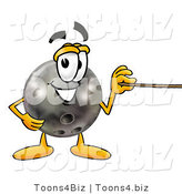 Illustration of a Bowling Ball Mascot Holding a Pointer Stick by Mascot Junction