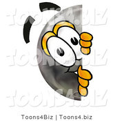 Illustration of a Bowling Ball Mascot Peeking Around a Corner by Mascot Junction