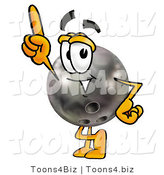 Illustration of a Bowling Ball Mascot Pointing Upwards by Mascot Junction