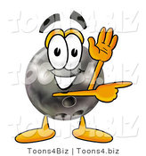 Illustration of a Bowling Ball Mascot Waving and Pointing by Mascot Junction