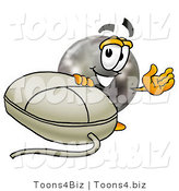 Illustration of a Bowling Ball Mascot with a Computer Mouse by Mascot Junction