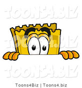 Illustration of a Cartoon Admission Ticket Mascot Peeking over a Surface by Mascot Junction