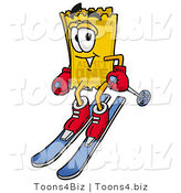 Illustration of a Cartoon Admission Ticket Mascot Skiing Downhill by Mascot Junction