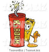 Illustration of a Cartoon Admission Ticket Mascot Standing with a Lit Stick of Dynamite by Mascot Junction