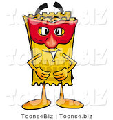 Illustration of a Cartoon Admission Ticket Mascot Wearing a Red Mask over His Face by Mascot Junction