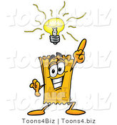 Illustration of a Cartoon Admission Ticket Mascot with a Bright Idea by Mascot Junction