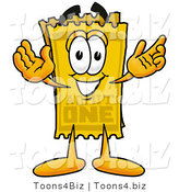 Illustration of a Cartoon Admission Ticket Mascot with Welcoming Open Arms by Mascot Junction