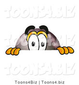 Illustration of a Cartoon Billiard 8 Ball Masco Peeking over a Surface by Mascot Junction