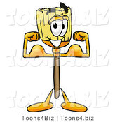 Illustration of a Cartoon Broom Mascot Flexing His Arm Muscles by Mascot Junction