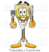 Illustration of a Cartoon Broom Mascot Holding a Knife and Fork by Mascot Junction