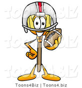 Illustration of a Cartoon Broom Mascot in a Helmet, Holding a Football by Mascot Junction