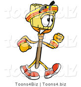 Illustration of a Cartoon Broom Mascot Speed Walking or Jogging by Mascot Junction
