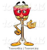 Illustration of a Cartoon Broom Mascot Wearing a Red Mask over His Face by Mascot Junction