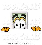 Illustration of a Cartoon Calculator Mascot Peeking over a Surface by Mascot Junction