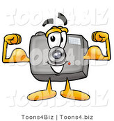 Illustration of a Cartoon Camera Mascot Flexing His Arm Muscles by Mascot Junction