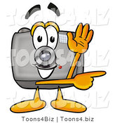 Illustration of a Cartoon Camera Mascot Waving and Pointing by Mascot Junction