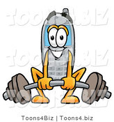Illustration of a Cartoon Cellphone Mascot Lifting a Heavy Barbell by Mascot Junction