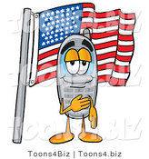 Illustration of a Cartoon Cellphone Mascot Pledging Allegiance to an American Flag by Mascot Junction