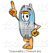 Illustration of a Cartoon Cellphone Mascot Pointing Upwards by Mascot Junction