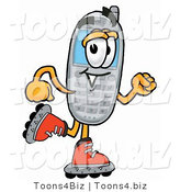 Illustration of a Cartoon Cellphone Mascot Roller Blading on Inline Skates by Mascot Junction