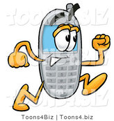 Illustration of a Cartoon Cellphone Mascot Running by Mascot Junction