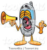 Illustration of a Cartoon Cellphone Mascot Screaming into a Megaphone by Mascot Junction