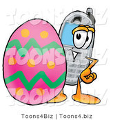 Illustration of a Cartoon Cellphone Mascot Standing Beside an Easter Egg by Mascot Junction