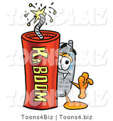 Illustration of a Cartoon Cellphone Mascot Standing with a Lit Stick of Dynamite by Mascot Junction