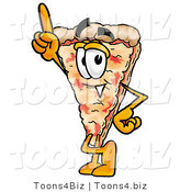 Illustration of a Cartoon Cheese Pizza Mascot Pointing Upwards by Mascot Junction