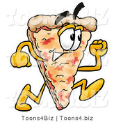 Illustration of a Cartoon Cheese Pizza Mascot Running by Mascot Junction