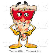 Illustration of a Cartoon Cheese Pizza Mascot Wearing a Red Mask over His Face by Mascot Junction